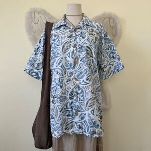 Retro Indie Grunge Hawaiian Button Up Shirt Casual Short Sleeve Ecclectic Funky